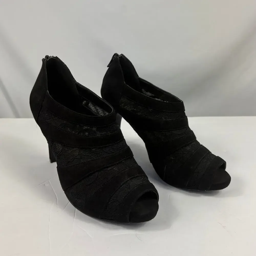 Marinelli Black Lace Heels Size 6.5